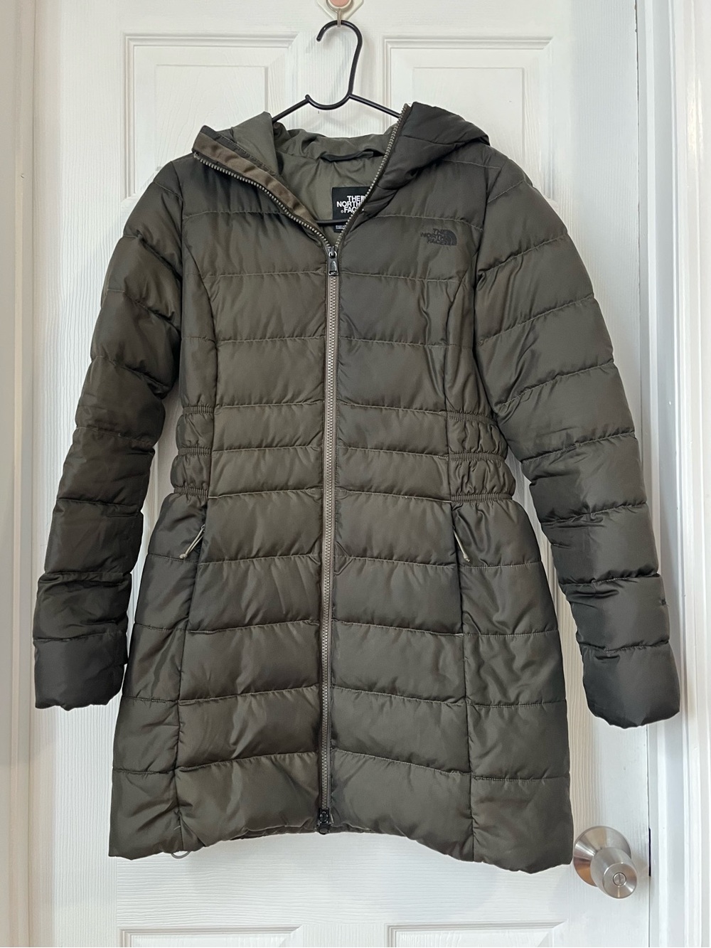 The North Face Women's Olive 550 Down Hooded Puffer parka jacket size S